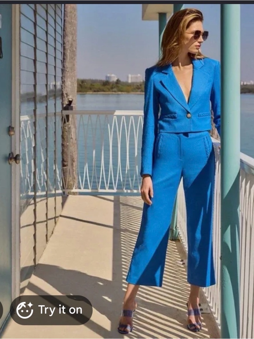 Veronica Beard Cropped Tailored Women's Suit In Bright Blue Set